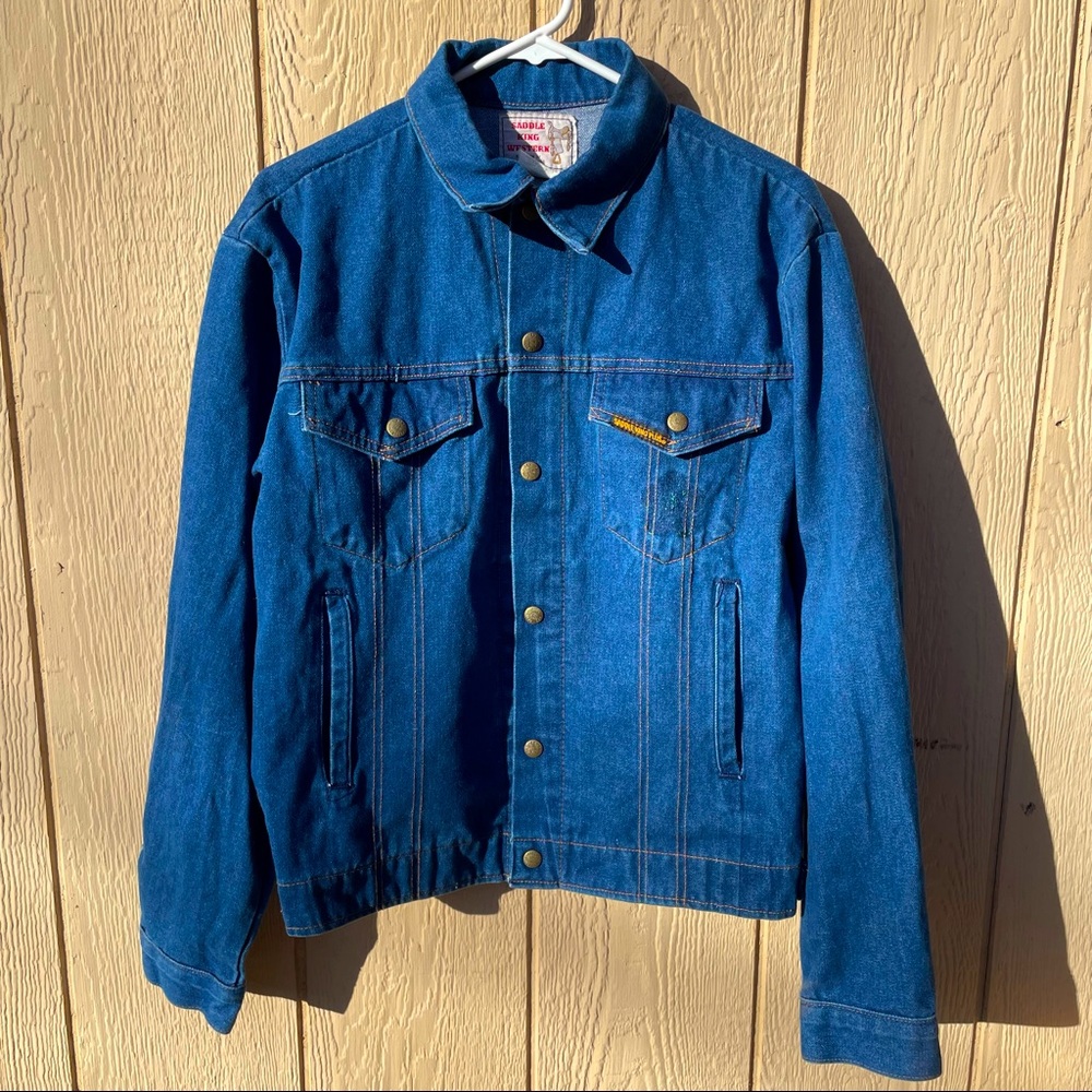 Vintage Saddle King Western Jean Snap Jacket Size 40